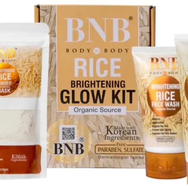 BNB Rice Extract Bright & Glow Kit  3 in 1 Whitening, Brightening & Glow Facial for Girls and Women